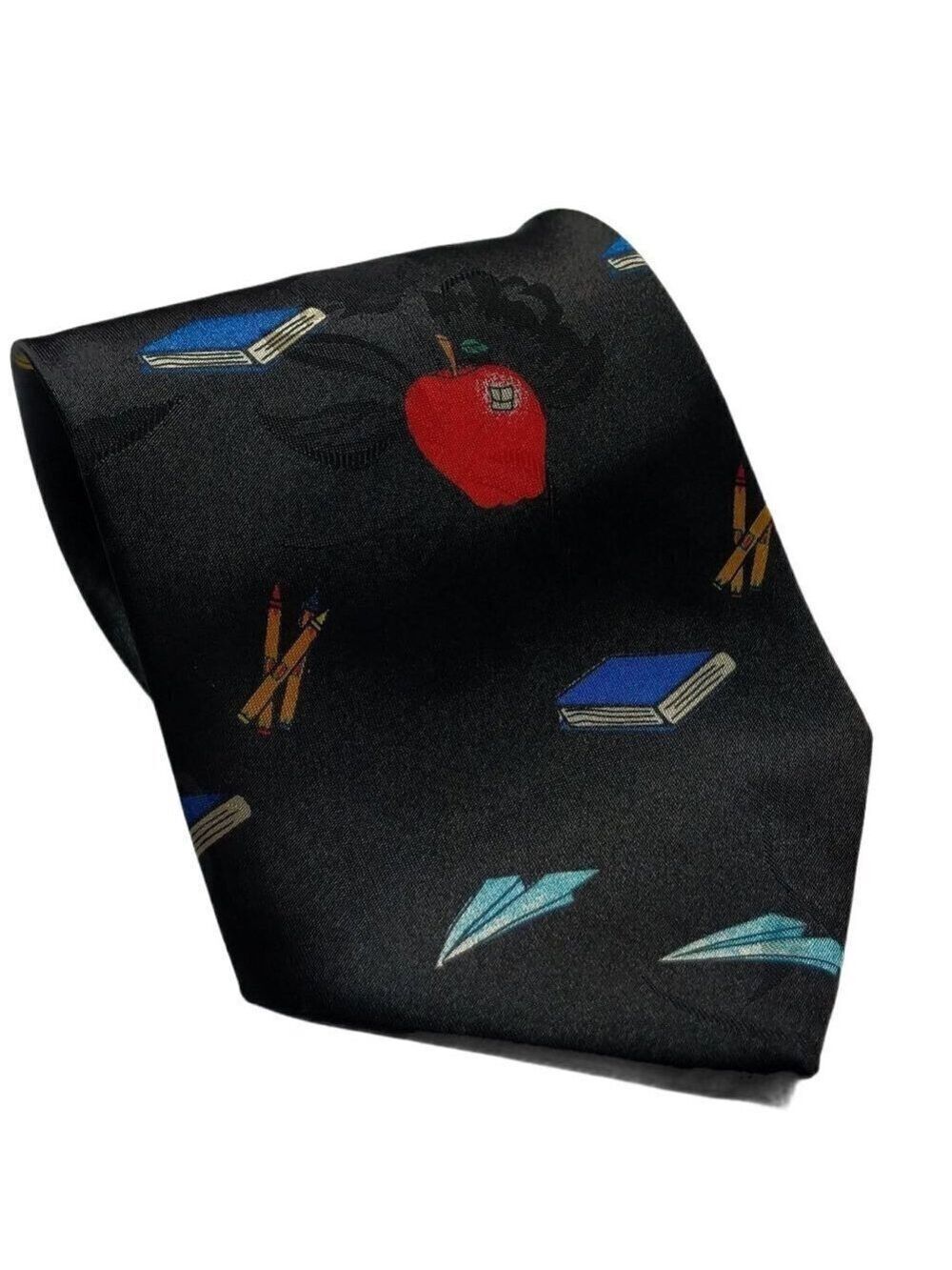 Rogers Necktie Books Pencils Apples